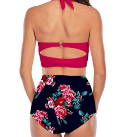 Women's Halter Bikinis High Waist Bikini Bottom Two Piece Bathing Suit NEW - Picture 2 of 15